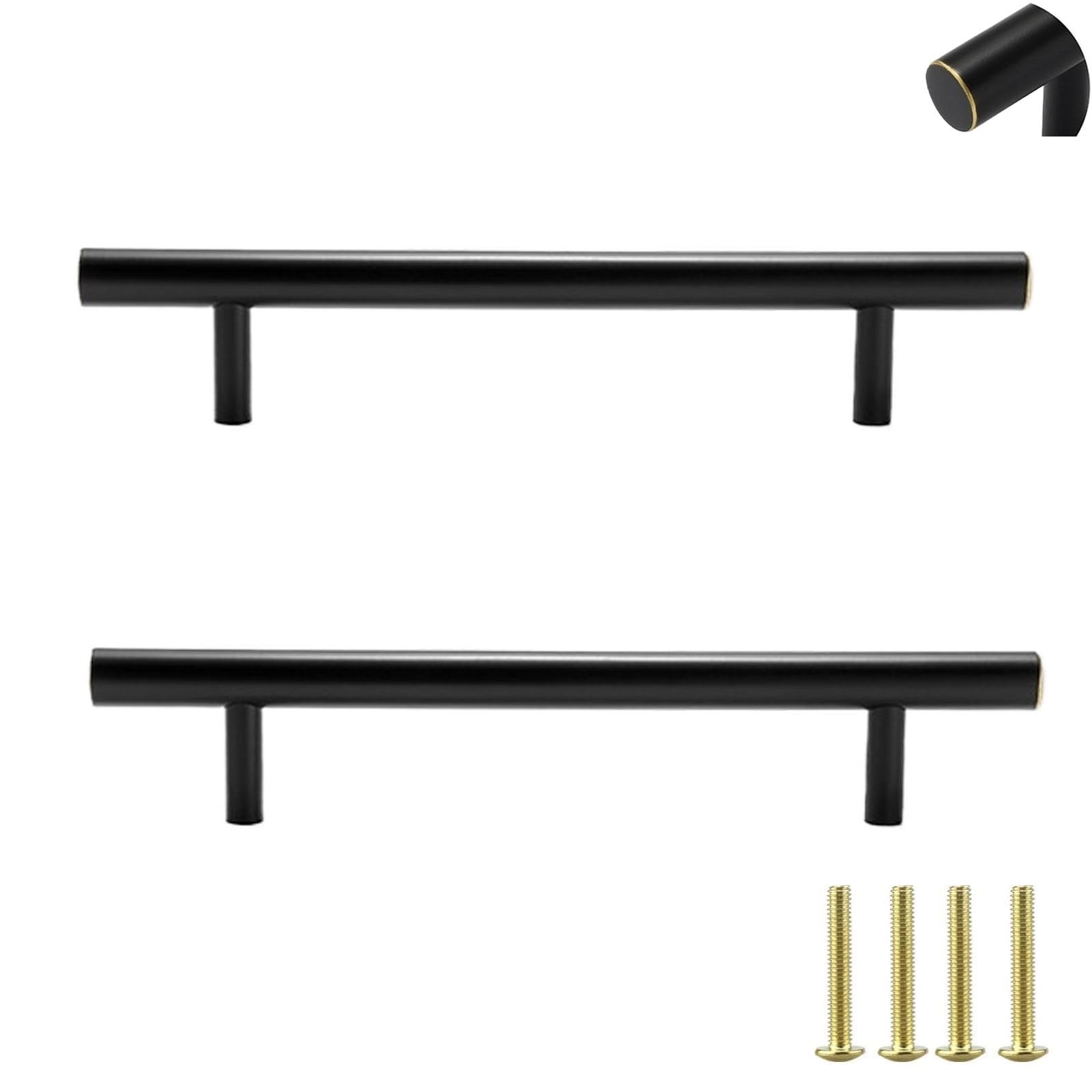 Poignées de Tiroir de Cuisine Lot de 2 en Laiton Massif Noir Vintage pour Portes de Placards Et Meubles (Entraxe 192 mm/7,6 Po)