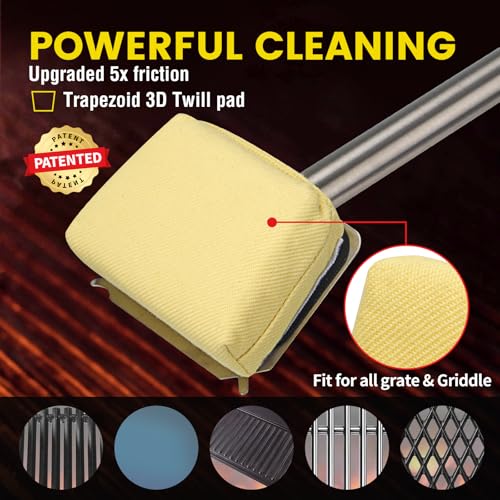 Image of XUDAKAIXIN Grill Brush Bristle Free,BBQ Replaceable Scraper Cleaning Head,Safe Grill Accessories for Cast Iron Grates /Porcelain /Weber Gas /Charcoal Grill,Grill Brush for Outdoor Grill-Yellow