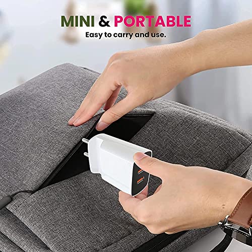 Image of Dual Port Charger for Xiaomi Redmi 13C 5G / 13 C Charger Original Adapter Like Android Mobile Fast USB Wall Charger with 1 Meter USB Type C Charging Data Cable (3.4 Amp, TS3, White)