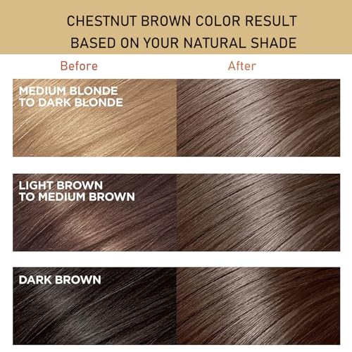 Fvquhvo Instant 3 in 1 Hair Dye Shampoo for Men & Women - Natural, Long Lasting, 16.9 Fl Oz (Chestnut Brown)