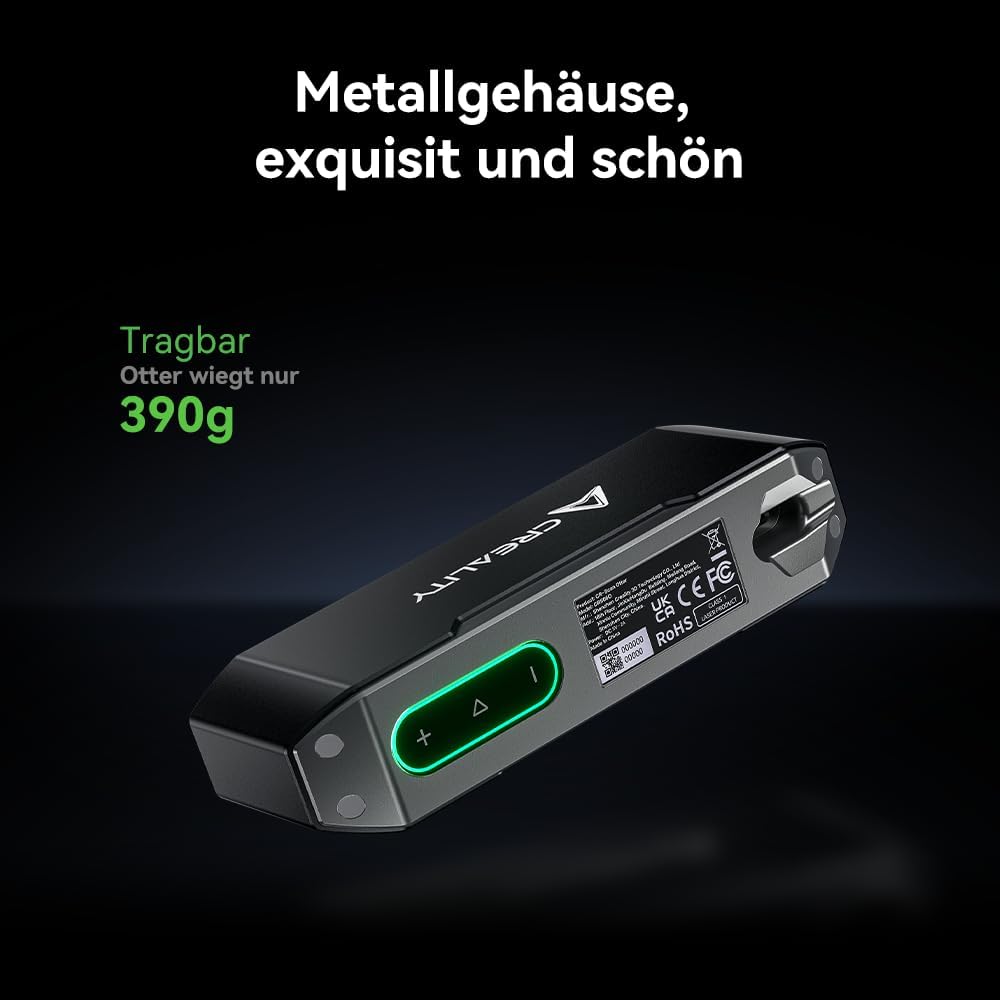 Creality CR-Scan Otter 3D Scanner, 0,02 mm Präzision, 4-Linsen-Stereovision, 24-Bit Vollfarbscan, für 10-2000 mm Objekte, Schwarz/Metall ohne Spray