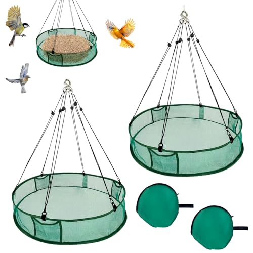 Bacs de Récupération de Nourriture pour Oiseaux,2 Pièces Bac de Récupération pour Oiseaux 61cm,Panier de Ramassage Réglable pour l'extérieur,Mangeoire...