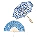 Mini koronkowy zestaw wentylatorów z parasolem, ślubny parasol ślubny w stylu vintage rekwizyty do dekoracji Photo Lady Costume Dostawcy(one size-Blue)