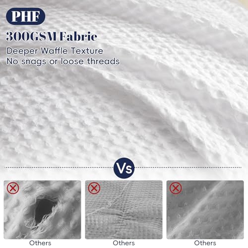 Image of PHF Waffle Weave Duvet Cover Set Queen Size, No Snagging Ultra Soft Luxury Textured Breathable Comforter Cover for All Season 3pcs, Durable Bedding Duvet Set with 2 Pillow Shams, 90 inchx90 inch, White