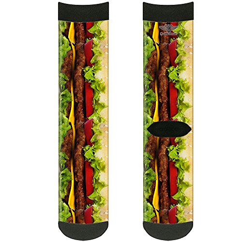Buckle-Down Unisex-Adult's Socks Hamburger Vivid Crew, Multicolor