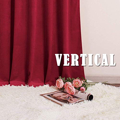 Image of RYB HOME Red Velvet Blackout Curtains 84 inches for Bedroom Living Room | Thermal Insulated, Privacy UV Block, Back Tab, Backdrapes for Movie Theater Stage Christmas, W52 x L90, 2 Panels