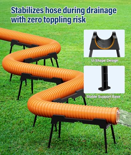 Image of PAHTTO RV Sewer Hose Support, 10FT Heavy-Duty Camper Waste Hose Holder with 5 Foldable Sections, Adjustable & Stable Waste Drainage Support with Strap, Stackable & Weather-Resistant (Patent Pending)