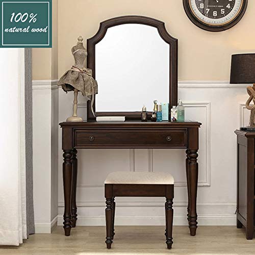 Urforestic Vanity Stool, Modern Makeup Dressing Stool With Concave Seat Surface,Capacity 300Lb, Easy Assembly (Brown) #TOP1