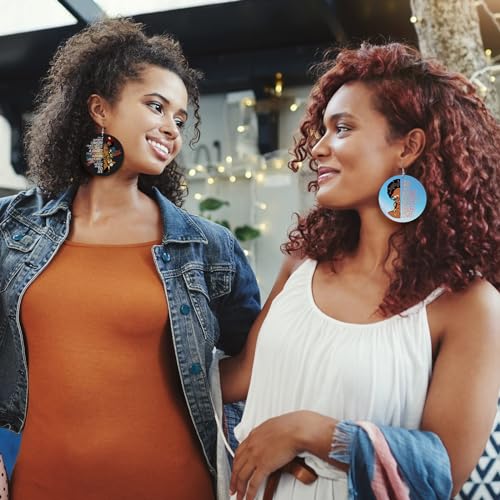 12 Pairs Motivational Ethnic Earrings Hispanic Heritage Month Earrings Spanish Wood Dangle African American Jewelry for Black Women3