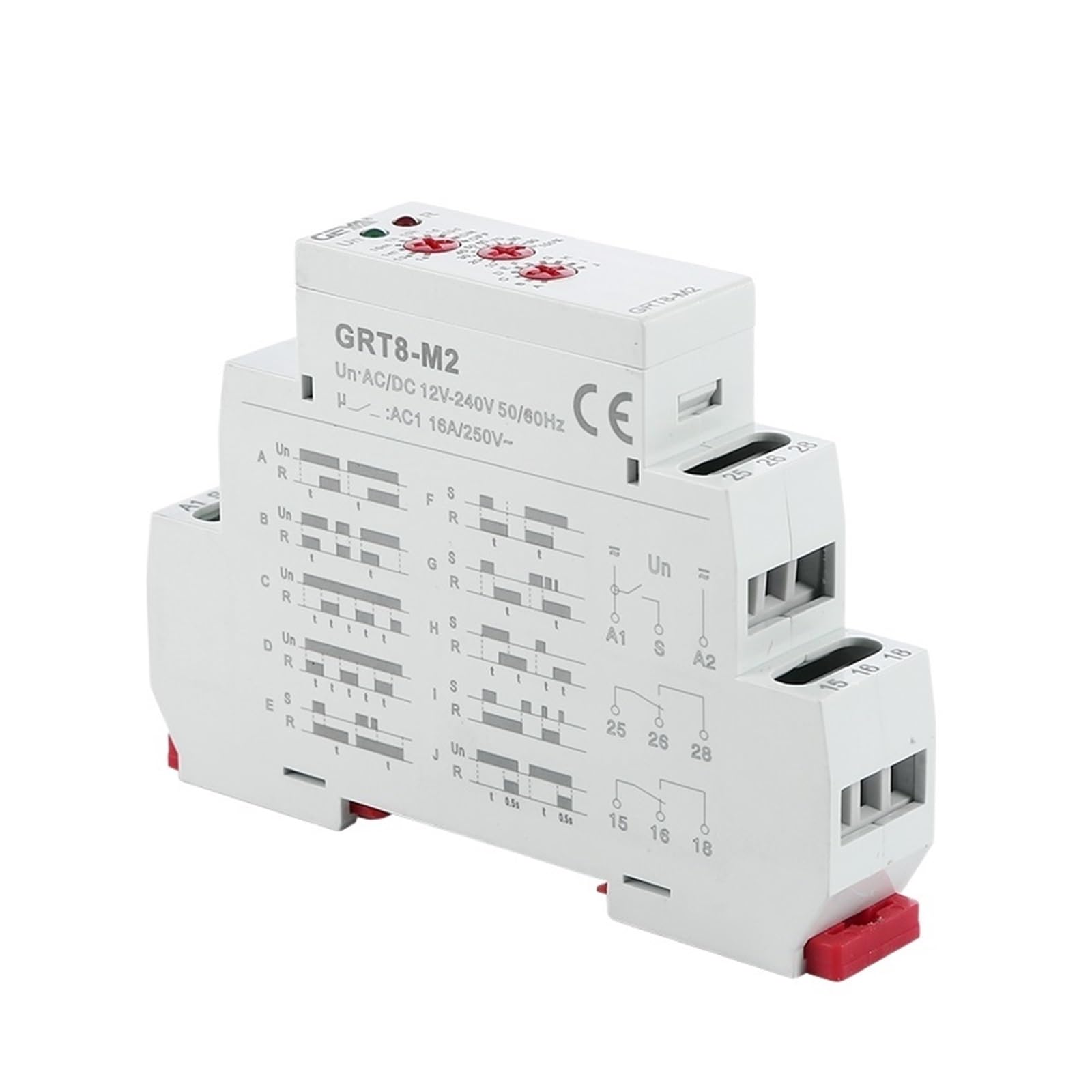 Relè temporizzato Multifunzione Regolabile GRT8-M con 10 scelte di funzioni AC DC 12V 24V 220V 230V Relè temporizzatore (Size : GRT8-M1 AC230V)