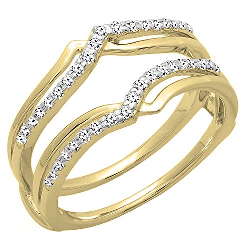 Dazzlingrock Collection 0.25 Carat (ctw) 14K Diamond Ladies Wedding Band Enhancer Guard Ring 1/4 CT, Yellow Gold, Size 5.5