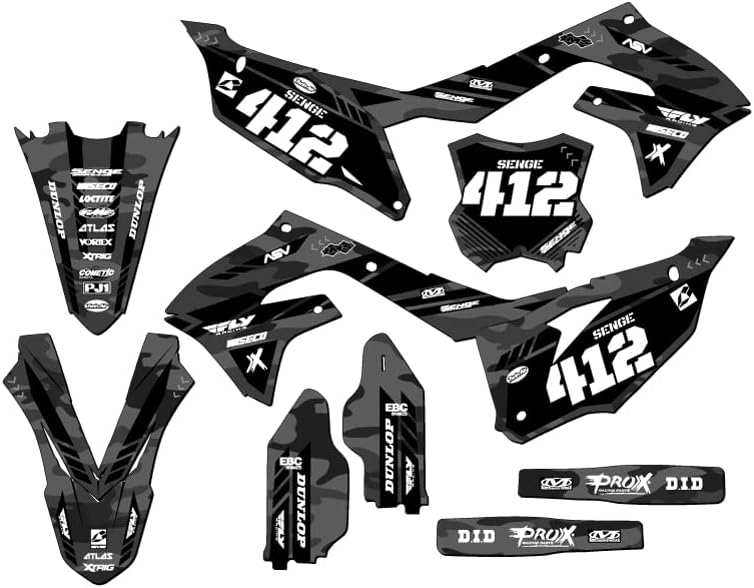 2021-2023 KX 250 X Apache Grey Senge Graphics Complete Kit with Rider I.D. Compatible with Kawasaki