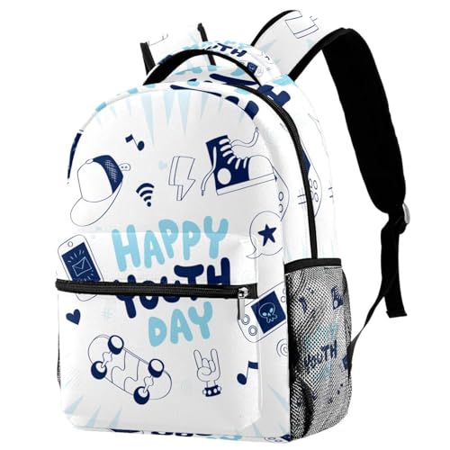 Sac à dos d'école aux motifs dessinés à la main | Sac décontracté multicolore pour filles