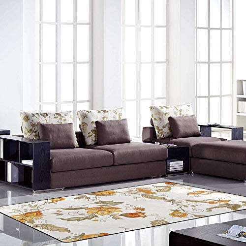 Tapis de couleur orange durable et facile à nettoyer Ruchen vintage