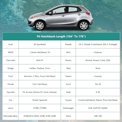 Image of GUNHYI Hatchback Car Cover for Automobiles Waterproof All Weather, Universal Fit Mazda 3 Hatchback, Honda Civic Hatchback, Volkswagen Golf, Toyota Matrix, Nissan Leaf, Kia Forte5 etc.