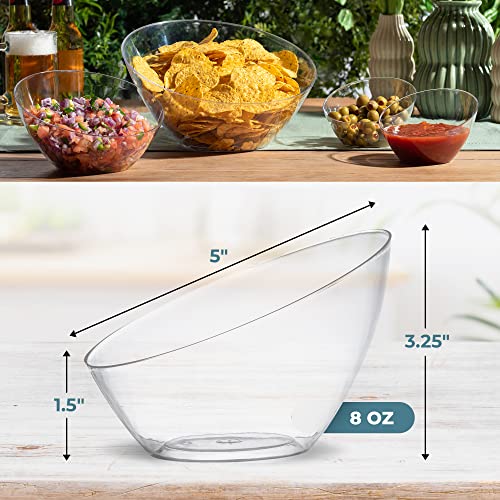 Posh Setting Clear Serving Bowls Small Plastic Candy Bowl For Weddings, Buffet, Offices, Disposable Hard Plastic Small Angled Bowls For Party's, Salads, Snacks And Fruit Bowl 5 Pack #TOP3