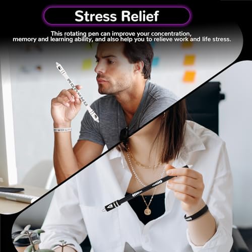 Caneta giratória de 2 cores com pulseira de silicone, caneta de dedo para jogos de metal com cabeças