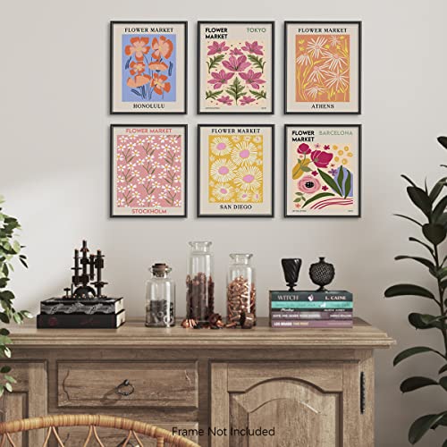 Mid Century Modern Decor - Abstract Minimalist Wall Art - Abstract Art - Museum Gallery Wall Poster Pictures - Danish Pastel Wall Art - Set Of 6 - Preppy Aesthetic Print - Flower Market Art Print #TOP4