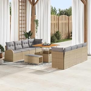 INLIFE Garten-Sofa-Set 11 pcs Beige und Hellgrau 100 x 100 x 71 cm,Möbel,Gartenmöbel,Garten... KG,3364327
