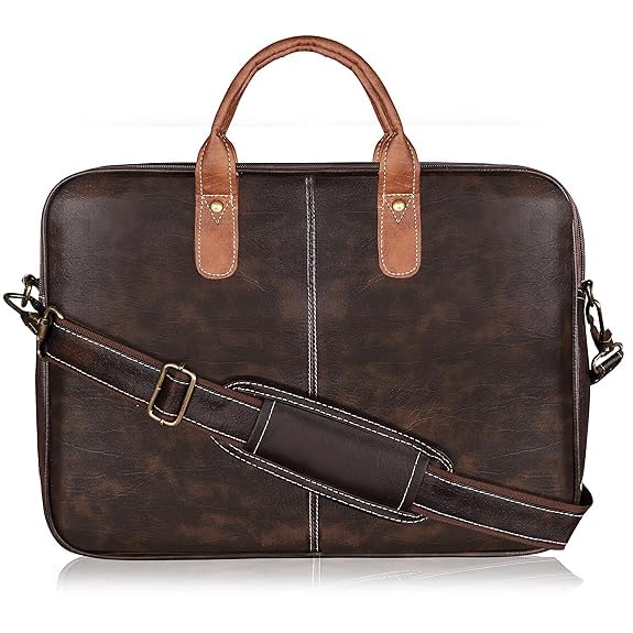 HARICEN Leather 14" Laptop Briefcase - Executive Office Bag with Multiple Compartments for Men and Women(Pack of 1) (Dark Brown, Gold) (B0CZ6YYPMH) Amazon Price History, Amazon Price Tracker