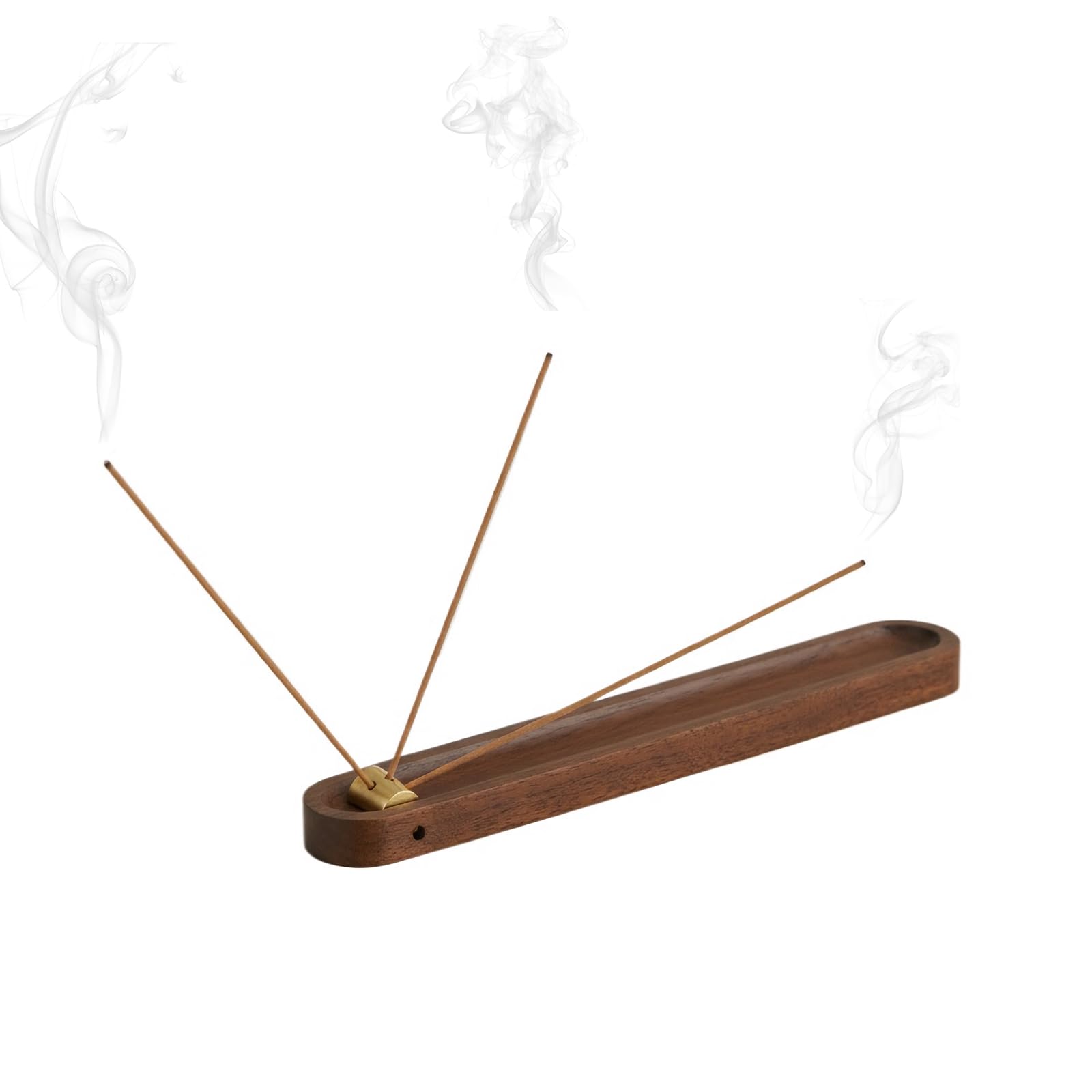 Brûleur d'encens en laiton et porte-encens en bois pour décoration d'intérieur et méditation