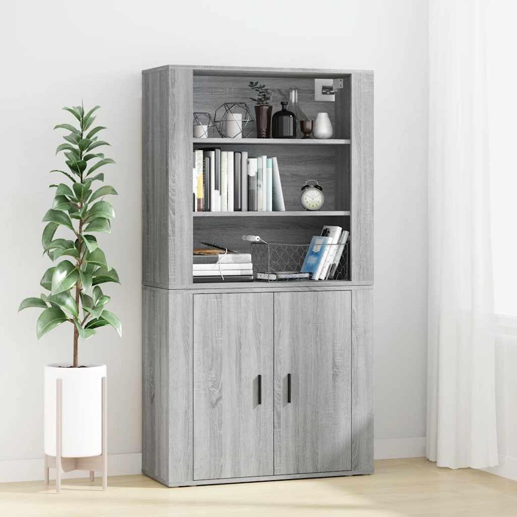 Sonoma szara szafka komodowa, 80 x 33 x 150 cm, materiał drewnopochodny, wszechstronne przechowywanie do salonu i kuchni, nowoczesny design mebli