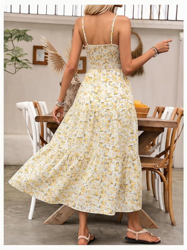 Image of BEAUDRM Women's Summer Maxi Dresses Boho Summer Wedding Guest Dress Beach Vacation Outfits Cruise Flowy Milkmaid Sundresses