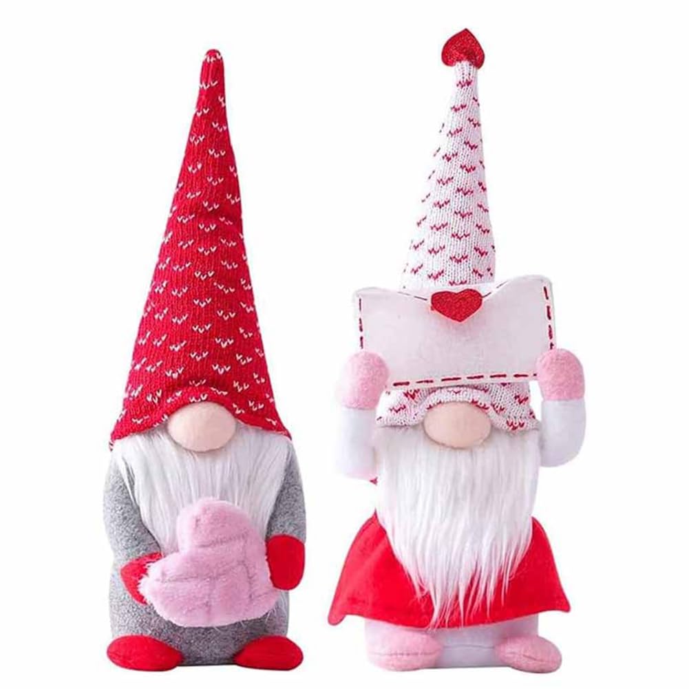 CTRLZS 2Pcs Valentine'S Day Decorative Gnomes, Handmade Valentines Gnomes Plush Decorations, Mini Valentine'S Day Faceless Doll