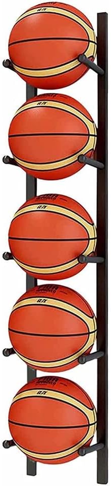 Wall Mounted Sports Ball Storage Rack - Vertical Organizer for 3/4/5/6 Balls, Ideal for Basketball, Football, Volleyball, Medicine Balls - White, 18x70cm