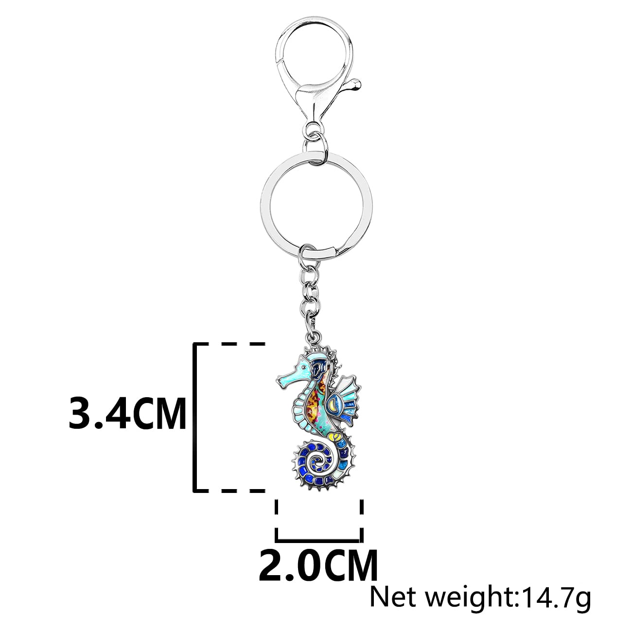 Handgefertigter Hippocampus-Schlüsselanhänger Aus Legierung | Violett, Ca. 34x20 Mm, Geschenk Für Meer-Liebhaber