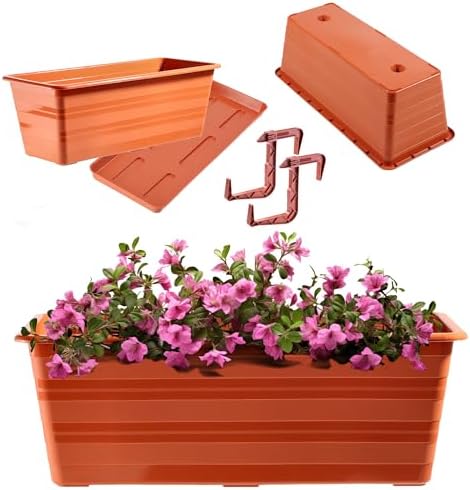 KADAX Jardinière de 40 cm avec sous-plat et 2 poignées en terre c...