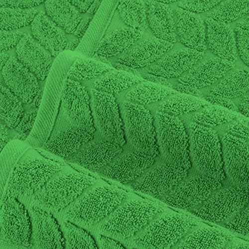 Image of Elegant Comfort Luxury 6-Piece 100% Turkish Cotton Jacquard Braided Textured Premium Hotel Quality Towel Set- Soft and Absorbent, Includes 2 Bath Towels, 2 Hand Towels and 2 Washcloths, Emerald Green
