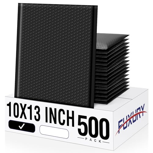 Image of Fuxury Bubble Mailers 10x13 Inch Black 500 Pack Bulk Padded Envelopes Thick Mailing Envelopes Bubble Opaque Padded Mailers Shipping Bags for Mailing Book Makeup Small Business