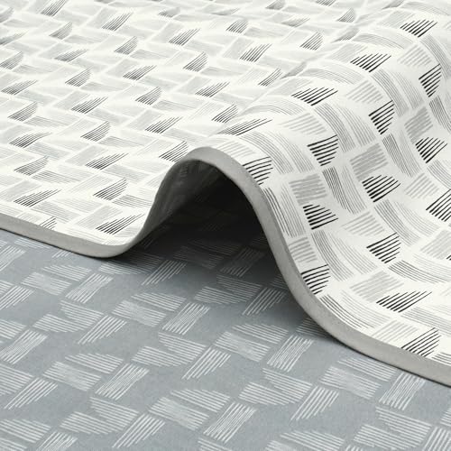 Image of Story@Home Dohar Single Bed Cotton 100% | 150GSM 144 X 220 cm Quilt AC Blanket for Summer | AC Comforter Single Bed | White & Grey, Abstract Reversible Design Duvet | All-Season Blanket