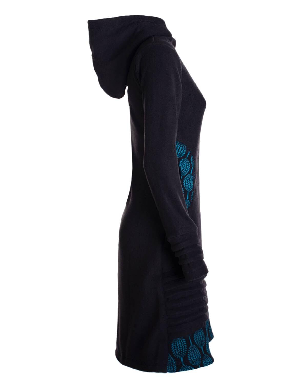 Vishes - Alternative Bekleidung - Damen Kapuzenjacke lang Fleece Hippiemantel Übergangsjacke