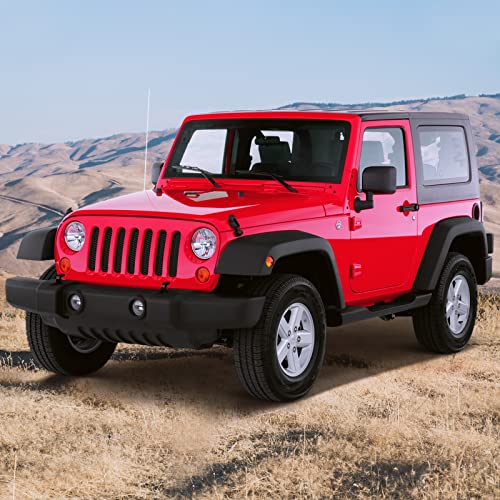 Image of AggAuto Grille Mesh for Jeep Wrangler JK JKU 2007-2018, 6x12mm Rhombic Hole | Aluminum Metal Front Grille Insert Grid Fit for Wrangler Accessories, 86% Open Area Black