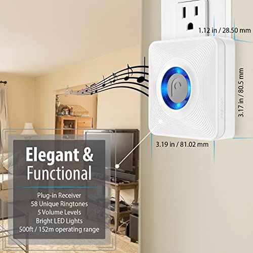 Fosmon Wavelink Door Chime Wireless Door Alarm Sensor (500 Feet Range, 58 Tunes, 5 Volume Levels & Led Indicators) Door Open Chime For Home/Business/Office/Store (1 Receiver + 1 Sensor) 51004Hom #TOP2