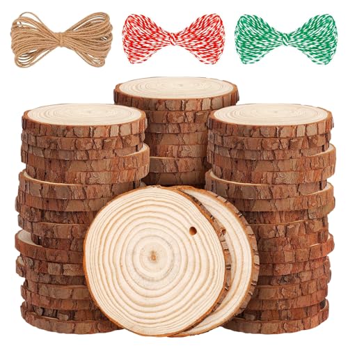 LOOFORE 54 Stücke Holzscheiben, 6-7cm Durchmesser, Baumscheiben Rund zum...