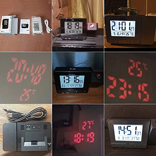 Reloj de proyección digital para mañanas tranquilas con alarma LED plata 7