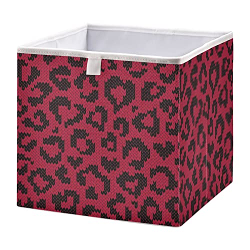 Contenedores de almacenamiento de casa abierta organizadores de cubos plegables con estampado de leopardo para guardar ropa o juguetes para niños