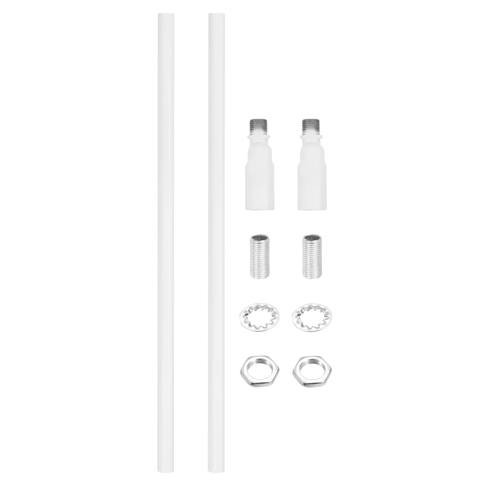 VIAPUICE Ceiling Lamp Extension Rod M10x300mm - 2 Pcs Straight Pipe Lamp Stems Rod with Sloped Ceiling Adapter Kits, for Chandeliers Pendant Light Fixture Downrods Island Lighting, White โ image 1