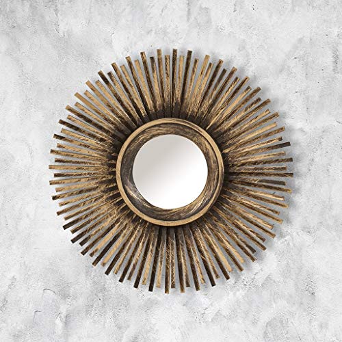 Marco Paul Set of 3 Sunburst Round Wall Mirror Set Gold Decorative Hanging Mirrors for Wall Hallways Stairs Living Rooms Vintage Wall Mounted Mirrors Walls Decor Home Decoration Bedroom Decor