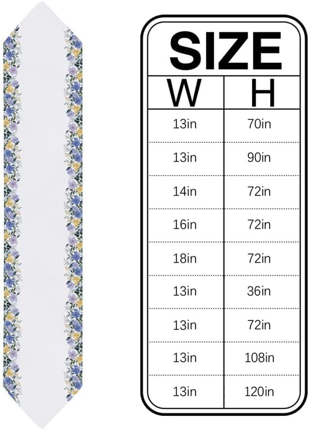 Watercolor Table Runner for Wedding Banquet Home Festival Party Dinning Table Decoration Table Runner(36x183cm)