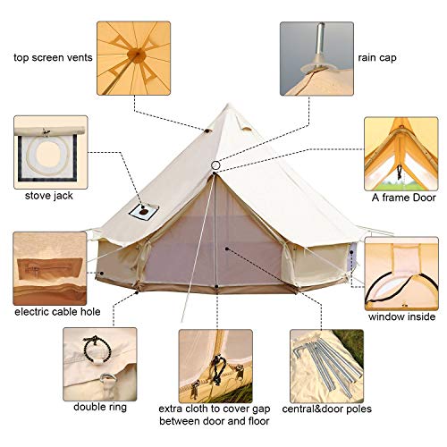 Carpa de lona impermeable para camping familiar grande 4 estaciones miniatura 2