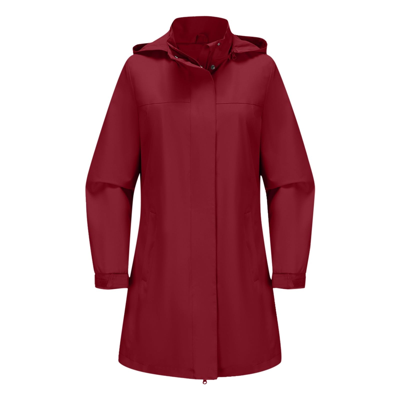 Genérico Cortavientos Impermeable Mujer-Abrigo Fino De Manga Larga De Color Liso Con Capucha Desmontable Para Mujer