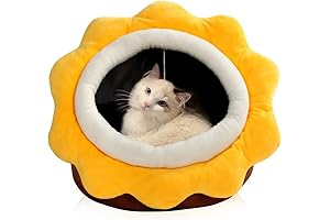 Cozy Retreat: Sunflower-Shaped Cat Bed for Blissful Slumber