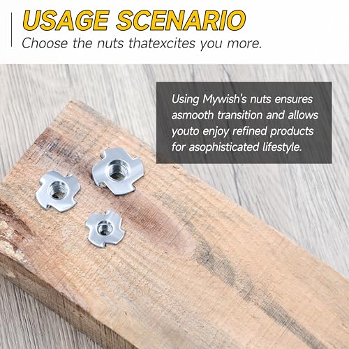 180Pcs 1/4-20 5/16-18 3/8-16 Trousse d'assortiment d'écrous en T, 4 Acier allié plaqué zinc, travail du bois, cales d'escalade & Noix de matériel de meubles, insertion filetée par Mywish
