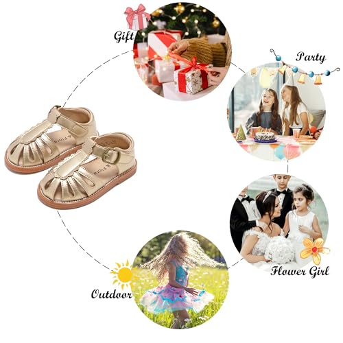 Image of Felix & Flora Toddler Girls Sandals Soft Rubber Princess Flat Shoes Flower Girl Shoes