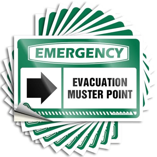 Inappropriate Stickers Emergency Evacuation Muster Point Stickers 10Pcs Funny Stickers for Cars Tool Decal(6X9CM)