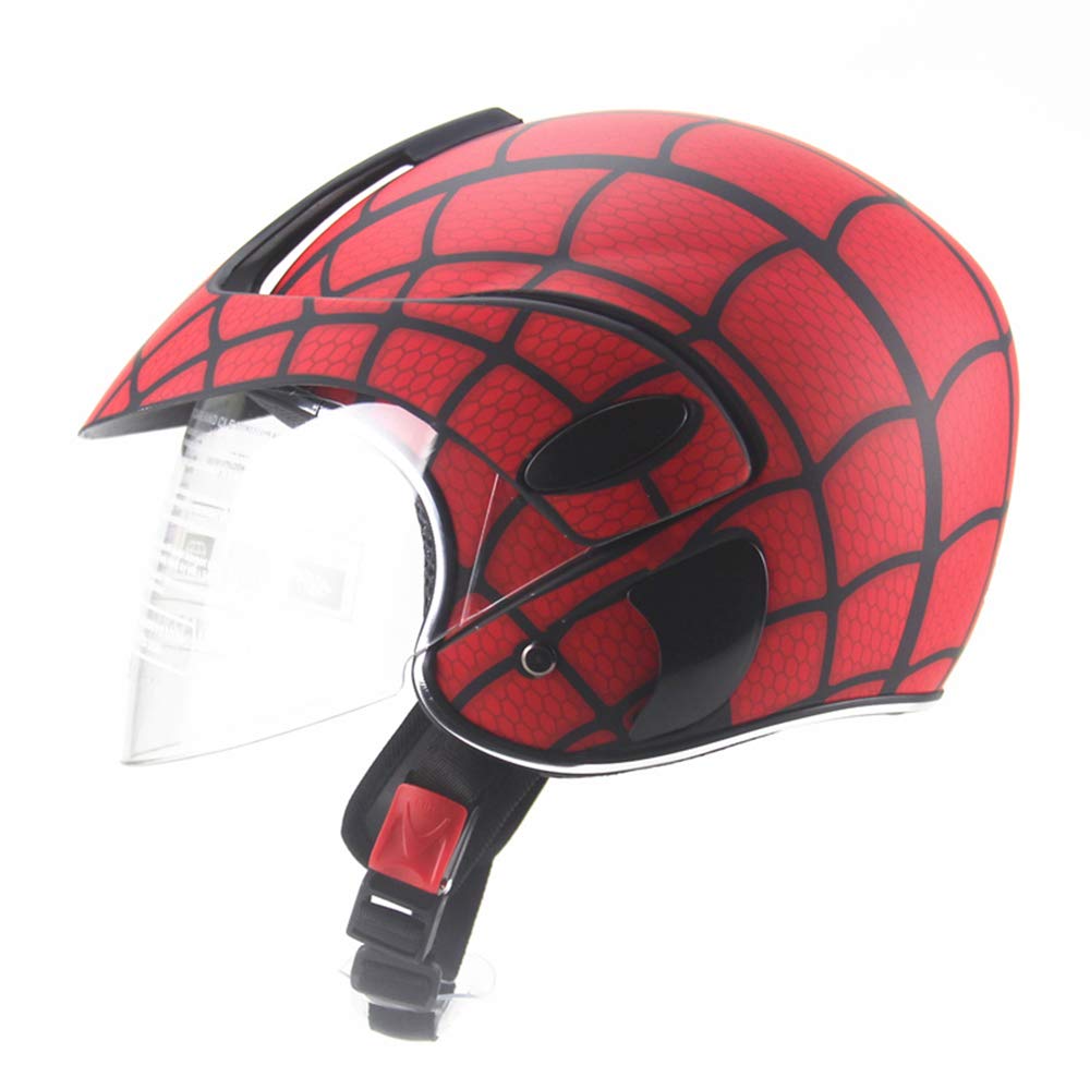 Casco de motocross para niños, casco de motocicleta para niños, niños y niñas, bicicleta, scooter, deportes al aire libre, visor de sol, regalo, por 3-10 años, 48 ​​~ 52 cm, brillante web,Rojo